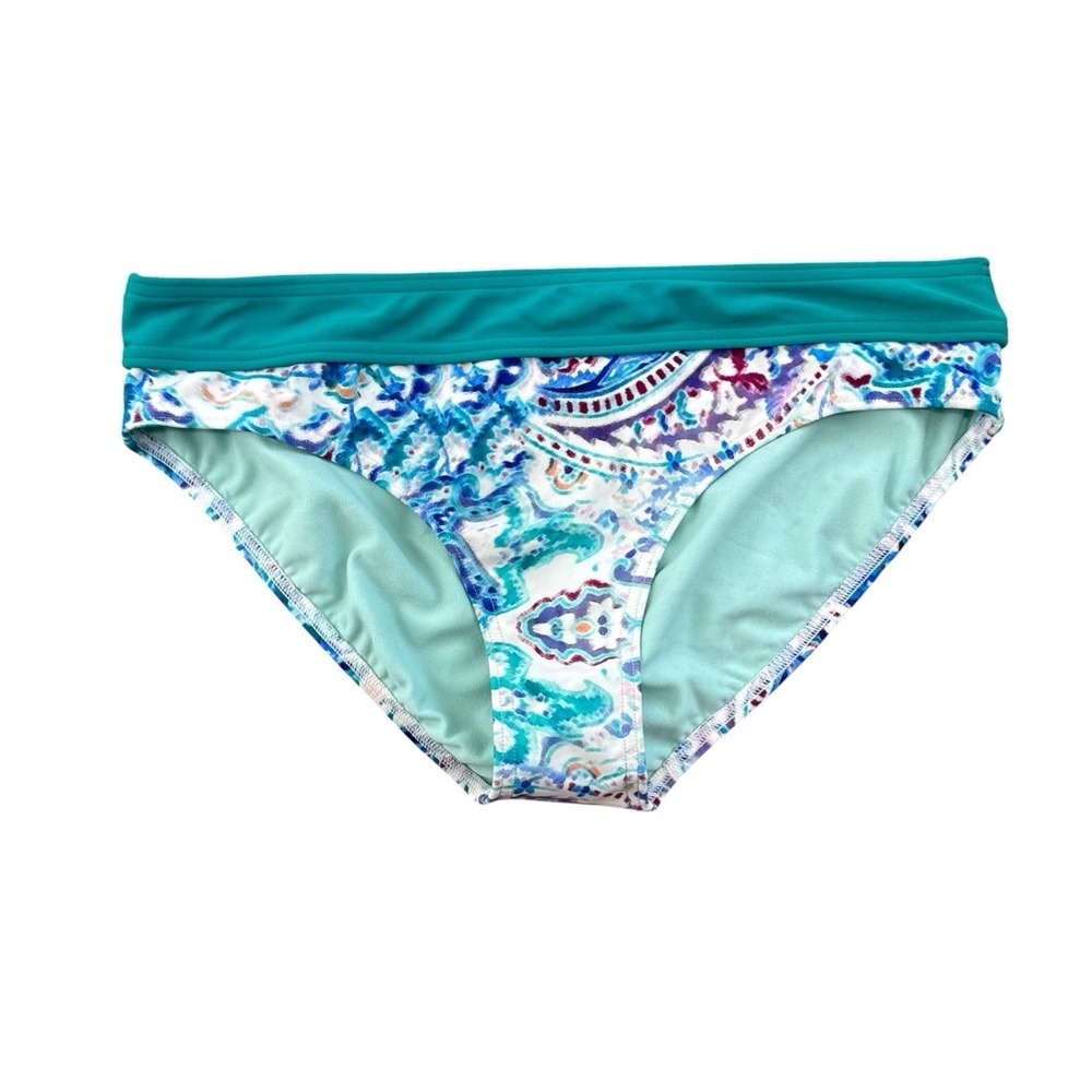 Prana Women's M NWOT Hipster Swim Bottom Teal Multi